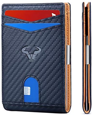 Men Slim Leather Wallet Card Holder Bill Clipper-Magnetic Closure