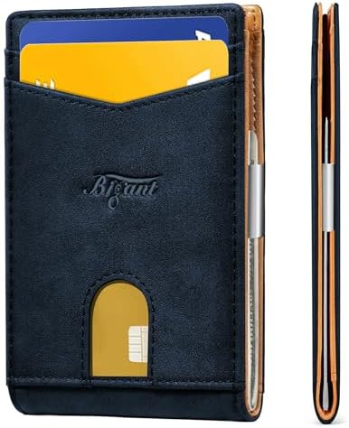 Men Slim Leather Wallet Card Holder Bill Clipper-Magnetic Closure