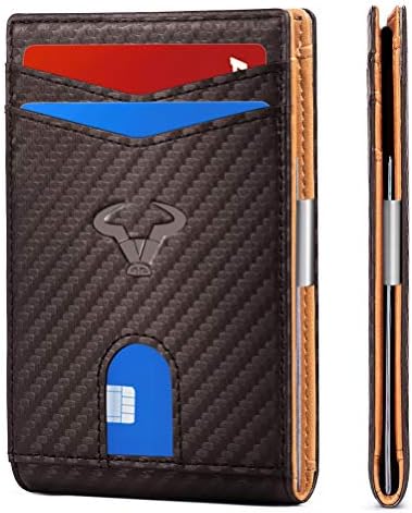 Men Slim Leather Wallet Card Holder Bill Clipper-Magnetic Closure