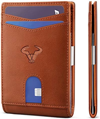 Men Slim Leather Wallet Card Holder Bill Clipper-Magnetic Closure