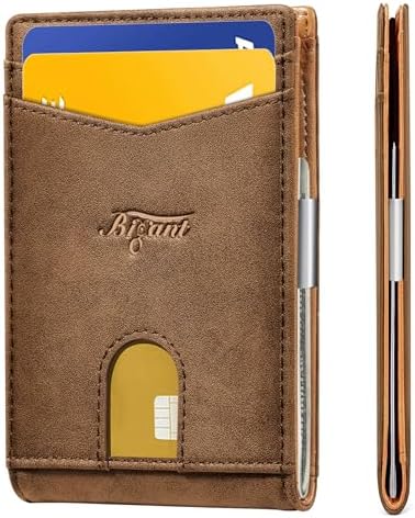 Men Slim Leather Wallet Card Holder Bill Clipper-Magnetic Closure