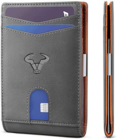 Men Slim Leather Wallet Card Holder Bill Clipper-Magnetic Closure