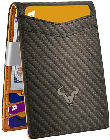 Men Slim Leather Wallet Card Holder Bill Clipper-Magnetic Closure