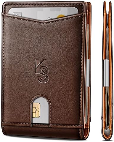 Men Slim Leather Wallet Card Holder Bill Clipper-Magnetic Closure