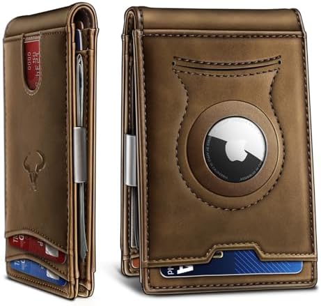 Men Slim Leather Wallet Card Holder Bill Clipper-Magnetic Closure