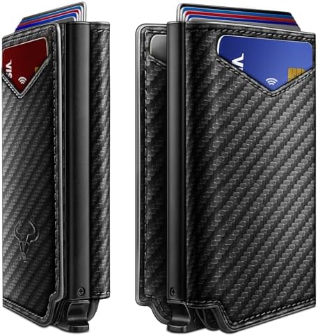 Men Slim Leather Wallet Metal Case Money Clip-Magnetic Closure