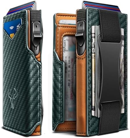 Men Slim Leather Wallet Metal Case Money Clip-Magnetic Closure