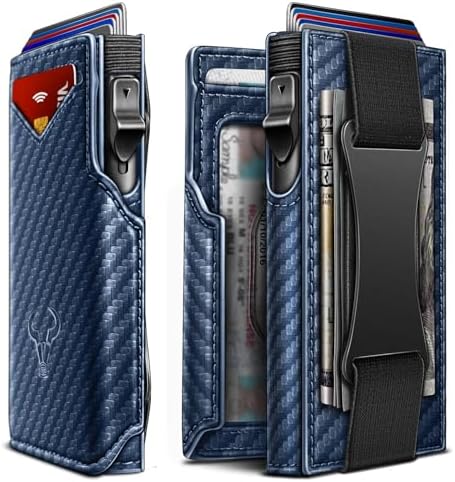 Men Slim Leather Wallet Metal Case Money Clip-Magnetic Closure