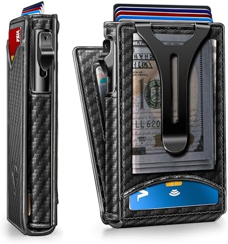 Men Slim Magnetic Leather Wallet Metal Case Money Clip 9 Cards