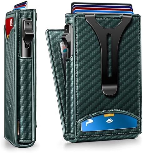 Men Slim Magnetic Leather Wallet Metal Case Money Clip 9 Cards