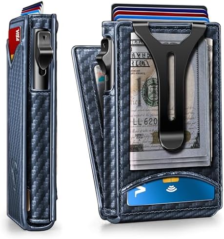 Men Slim Magnetic Leather Wallet Metal Case Money Clip 9 Cards