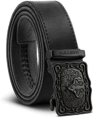 Men Western Full Grain Leather Ratchet Gift Belt Trimmable 1.5″
