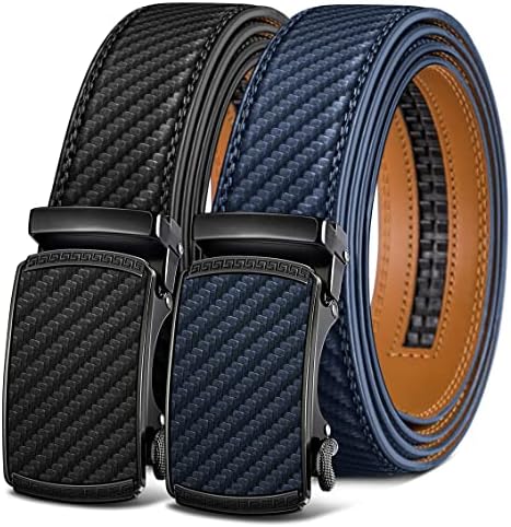 Men's 2-Pack Ratchet Leather Belt Trimmable 1 3/8″