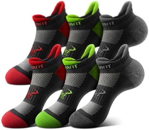 Men's 3-Pack Cushioned Athletic Running Ankle Socks-Arch Support