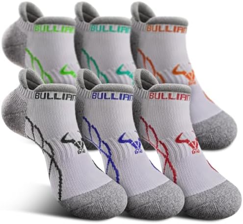 Men's 6-Pack Cushioned Athletic Running Ankle Socks-Arch Support