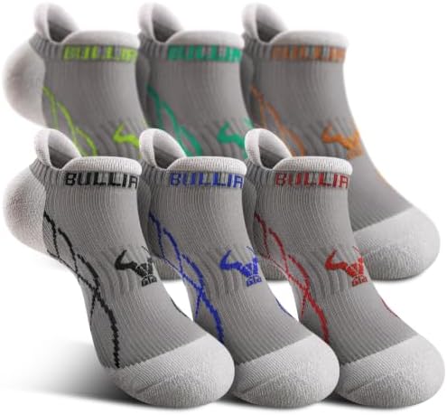 Men's 6-Pack Cushioned Athletic Running Ankle Socks-Arch Support