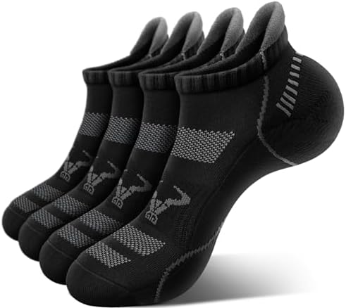 Men's Ankle Socks 4Pairs-Athletic Running Socks Cushioned No Show