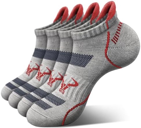 Men's Ankle Socks 4Pairs-Athletic Running Socks Cushioned No Show