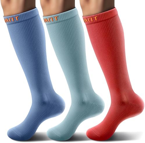 Men's Cushioned Compression Knee High Sports Recovery Socks 3Pack