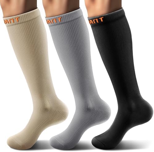 Men's Cushioned Compression Knee High Sports Recovery Socks 3Pack