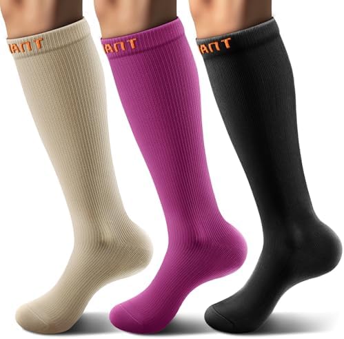 Men's Cushioned Compression Knee High Sports Recovery Socks 3Pack