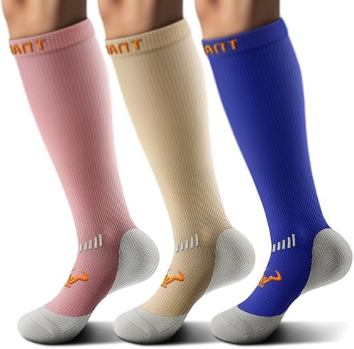 Men's Cushioned Compression Knee High Sports Recovery Socks 3Pack