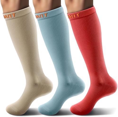 Men's Cushioned Compression Knee High Sports Recovery Socks 3Pack