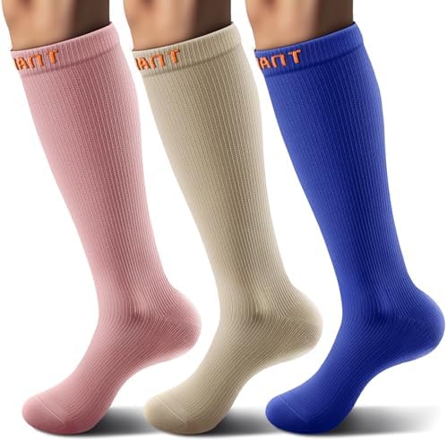 Men's Cushioned Compression Knee High Sports Recovery Socks 3Pack