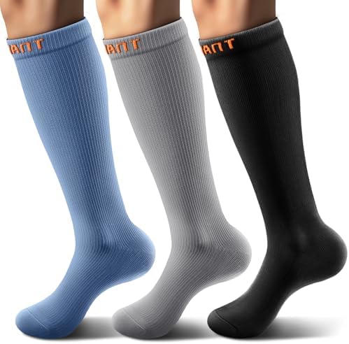 Men's Cushioned Compression Knee High Sports Recovery Socks 3Pack