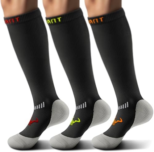 Men's Cushioned Compression Knee High Sports Recovery Socks 3Pack