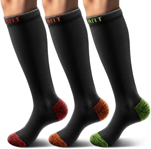 Men's Cushioned Compression Knee High Sports Recovery Socks 3Pack