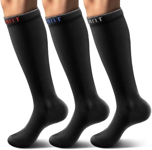 Men's Cushioned Compression Knee High Sports Recovery Socks 3Pack