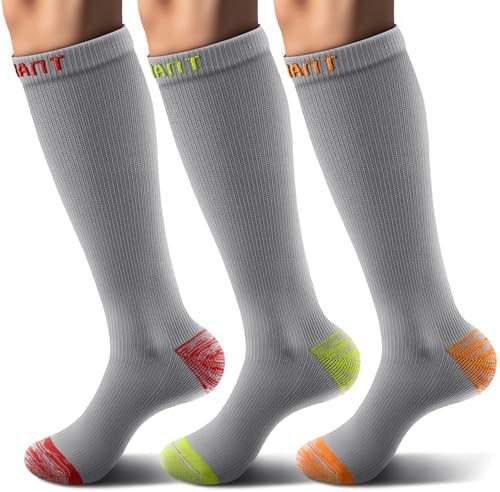 Men's Cushioned Compression Knee High Sports Recovery Socks 3Pack