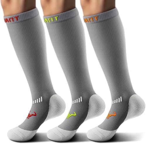 Men's Cushioned Compression Knee High Sports Recovery Socks 3Pack