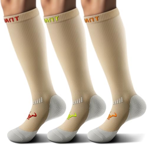 Men's Cushioned Compression Knee High Sports Recovery Socks 3Pack