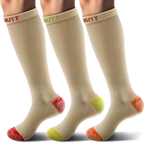 Men's Cushioned Compression Knee High Sports Recovery Socks 3Pack