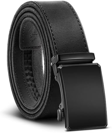 Men's Full Grain Leather Ratchet Belt Trimmable 1 3/8″