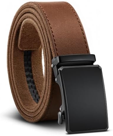 Men's Full Grain Leather Ratchet Belt Trimmable 1 3/8″