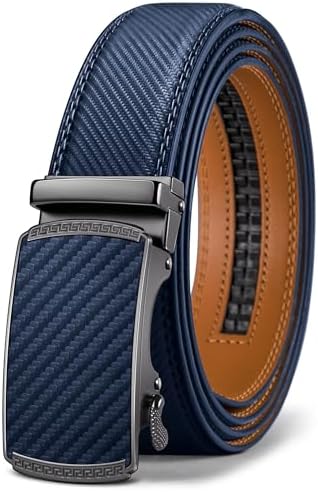 Men's Ratchet Leather Belt Trimmable 1 3/8″