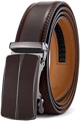 Men's Ratchet Leather Belt Trimmable 1 3/8″