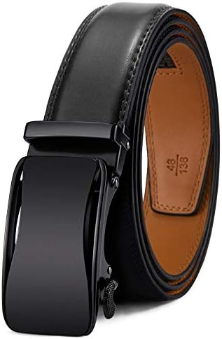 Men's Ratchet Leather Belt Trimmable 1 3/8″