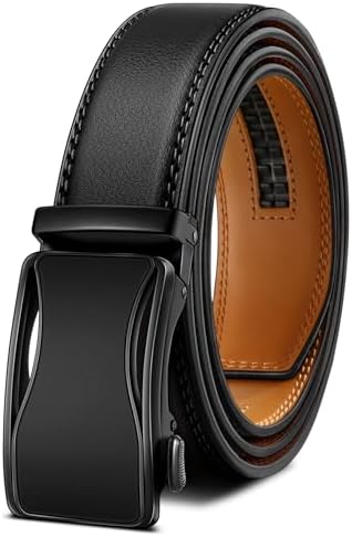 Men's Ratchet Leather Belt Trimmable 1 3/8″