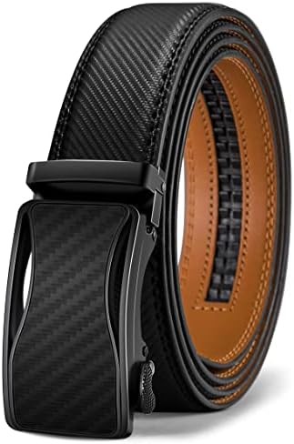 Men's Ratchet Leather Belt Trimmable 1 3/8″
