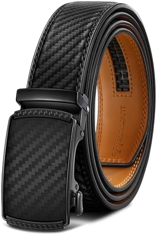 Men's Ratchet Leather Belt Trimmable 1 3/8″