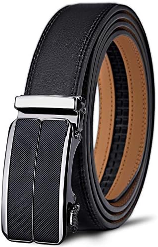 Men's Ratchet Leather Belt Trimmable 1 3/8″