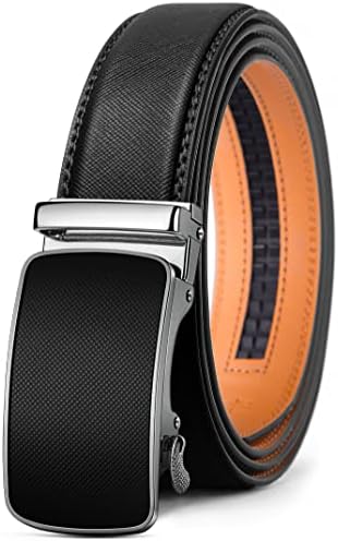 Men's Ratchet Leather Belt Trimmable 1 3/8″