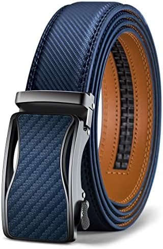 Men's Ratchet Leather Belt Trimmable 1 3/8″
