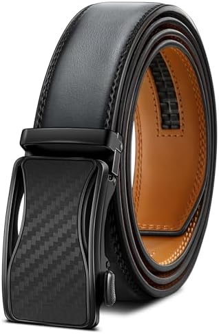 Men's Ratchet Leather Belt Trimmable 1 3/8″