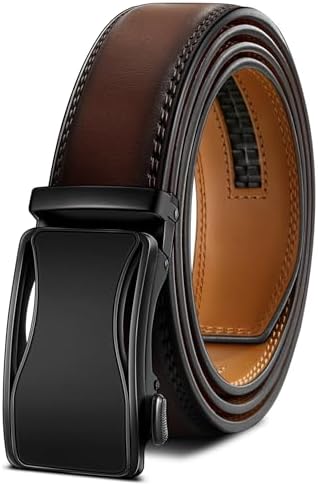Men's Ratchet Leather Belt Trimmable 1 3/8″