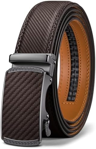 Men's Ratchet Leather Belt Trimmable 1 3/8″